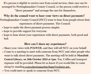 Direct Payments Listening Event - Nottinghamshire County Council